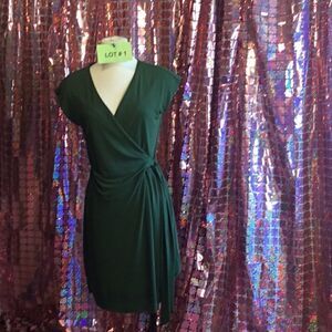 NWOT ANN TAYLOR sleeveless wrap top dress in small army green color